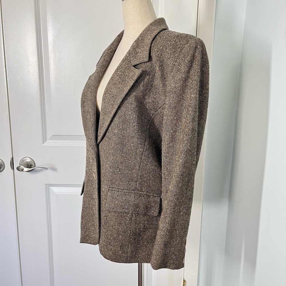 Pendleton 100% virgin wool vintage brown herringbone jacket size Petite … - Picture 8 of 12